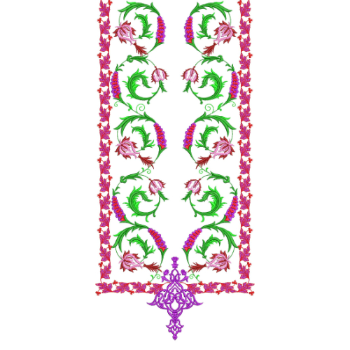Elegant Pink Floral Vine Border Embroidery Design