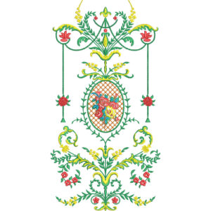 Elegant Floral Medallion Neckline Embroidery Design