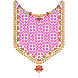 Elegant Pink Diamond Lattice Floral Neckline Embroidery Design