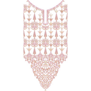 Elegant Pink Ornamental Floral Neckline Embroidery Design