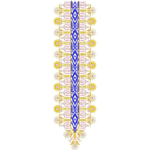 Elegant Blue and Gold Floral Vine Border Lace Embroidery Design