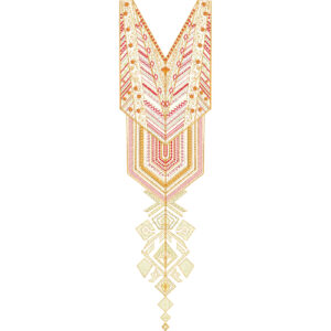 Elegant Geometric V Neckline Chevron Panel Embroidery Design