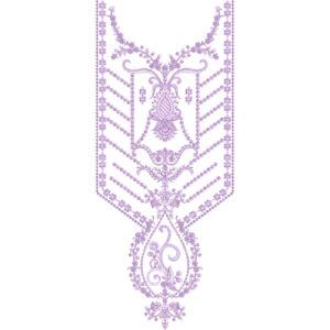 Elegant Purple Floral Teardrop Neckline Embroidery Design