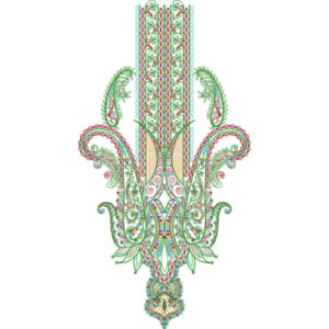 Elegant Multicolor Paisley Floral Neckline Embroidery Design
