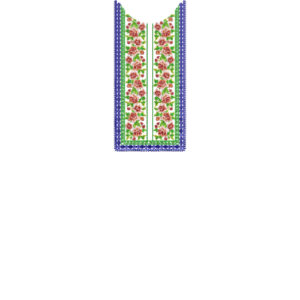 Elegant Blue Framed Floral Neckline Embroidery Design