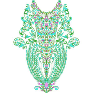 Elegant Ornamental Paisley Floral Neckline Embroidery Design