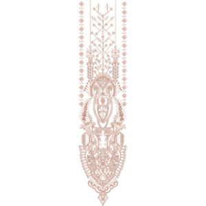 Elegant Ornate Paisley Floral Panel Neckline Embroidery Design