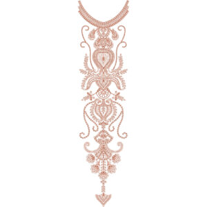 Elegant Ornamental Heart Motif Neckline Embroidery Design