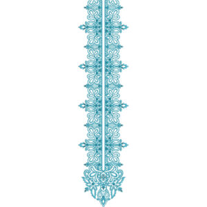 Turquoise Floral Vine Neckline Embroidery Design