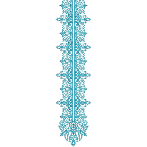 Turquoise Floral Vine Neckline Embroidery Design
