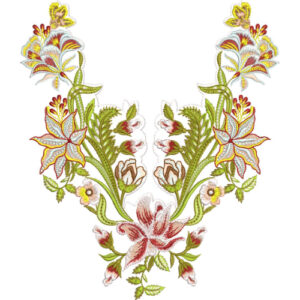 Multicolor Floral V-Neck Embroidery Design