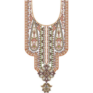 Elegant Traditional Floral Neckline Embroidery Design