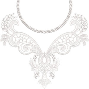Elegant Paisley Floral Neckline Embroidery Design