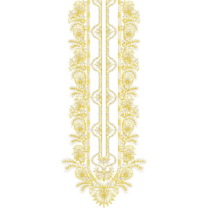 Elegant Golden Paisley Neckline Embroidery Design