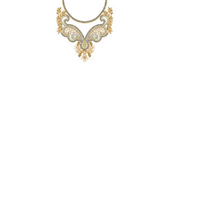 Elegant Golden Paisley Necklace Embroidery Design