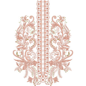 Elegant Floral Lace Neckline Embroidery Design