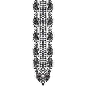 Elegant Black Paisley and Floral Neckline Embroidery Design