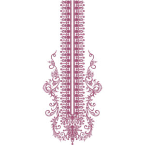 Elegant Pink Paisley Floral Neckline Embroidery Design