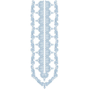 Elegant Light Blue Paisley Lace Neckline Embroidery Design