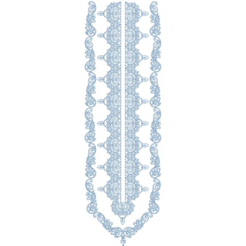 Elegant Light Blue Paisley Lace Neckline Embroidery Design