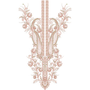 Elegant Burgundy Geometric Floral Neckline Embroidery Design