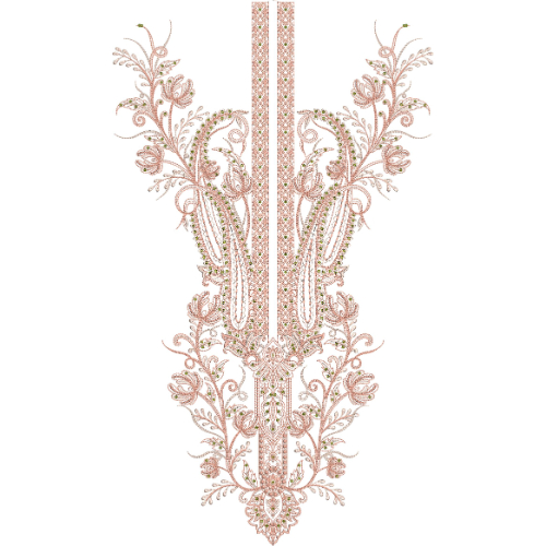 Elegant Burgundy Geometric Floral Neckline Embroidery Design