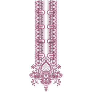 Burgundy Geometric Paisley Floral Neckline Embroidery Design