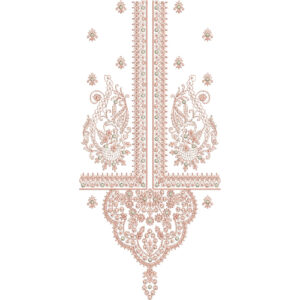 Elegant Peach Paisley Floral Front Panel Embroidery Design