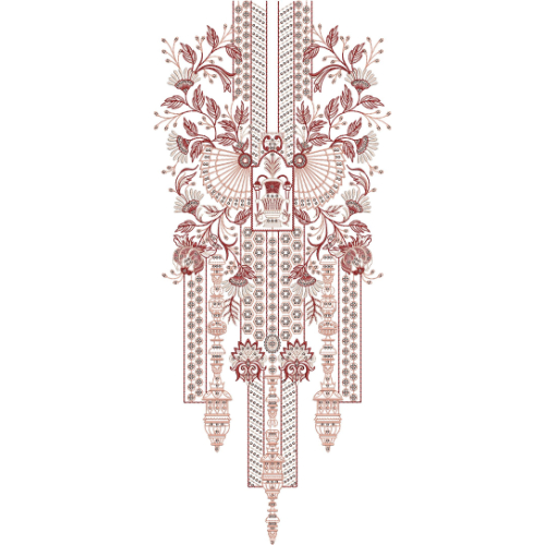 Elegant Floral Paisley Neckline Embroidery Design