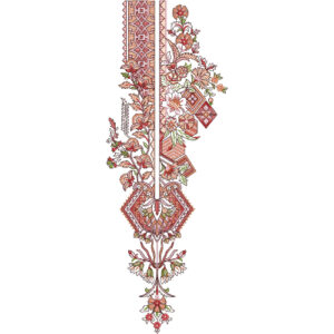 Elegant Multicolor Floral and Geometric Neckline Embroidery Design
