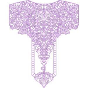 Elegant Purple Floral Lace T-Shape Neckline Embroidery Design
