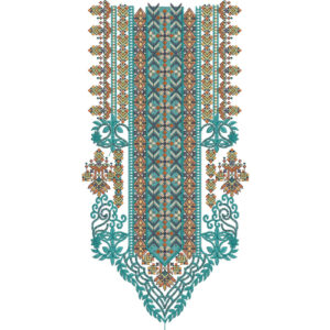 Multicolor Geometric and Floral Embroidered Neckline Design