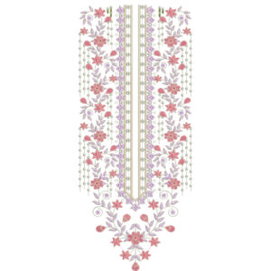 Elegant Pink Floral and Geometric Neckline Embroidery Design