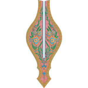 Elegant Pastel Floral and Geometric Neckline Embroidery Design