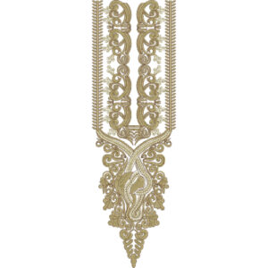 Golden Paisley Scroll Neckline Embroidery Design