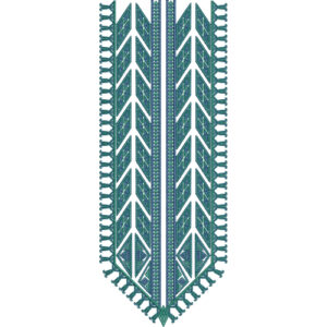 Teal Geometric Chevron Neckline Embroidery Design