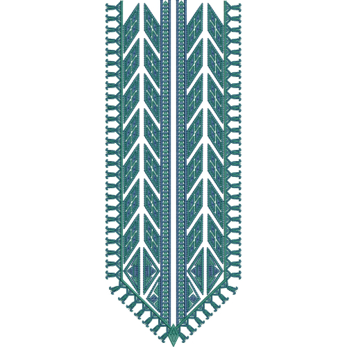 Teal Geometric Chevron Neckline Embroidery Design