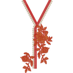 Red Rose Vine V-Neckline Embroidery Design