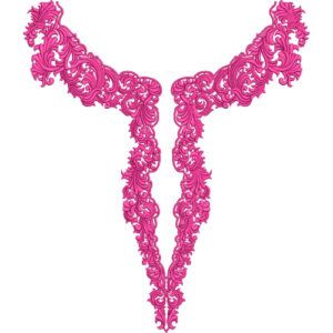 Pink Ornamental Paisley V-Neck Embroidery Design
