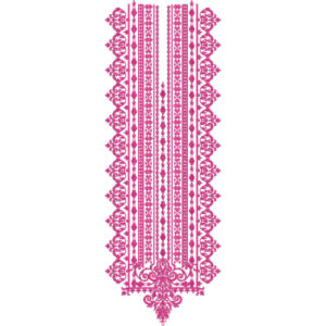 Pink Geometric Border Neck Panel Embroidery Design with Ornamental Finish