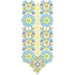 Elegant Blue Floral Neckline Embroidery Design