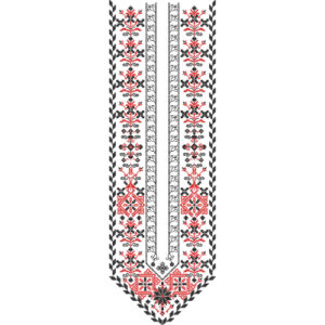 Red and Black Geometric Floral Neckline Embroidery Design