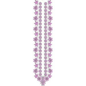 Pink Floral and Circle Border U-Shaped Neckline Embroidery Design