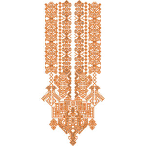 Orange Geometric Traditional Neckline Embroidery Design