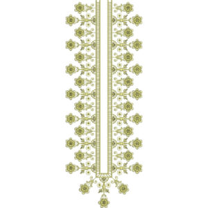 Olive Green Floral Vertical Neckline Border Embroidery Design