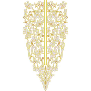 Golden Floral Paisley Neckline Embroidery Design
