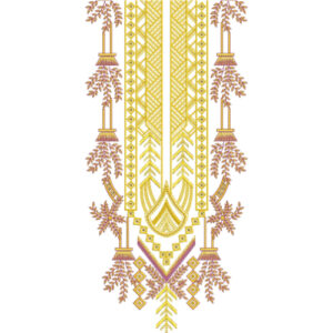 Golden Yellow and Maroon Traditional Neckline Embroidery Design