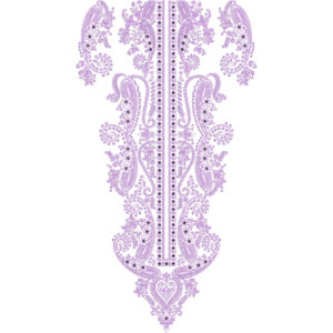 Lavender Paisley Floral Placket Neckline Embroidery Design