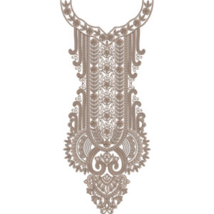 Elegant Taupe Ornamental Neckline Embroidery Design with Intricate Paisley Detailing