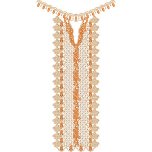 Intricate Orange Floral Lace Neck Embroidery Design with Scalloped Border